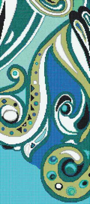 Mosaic tile Bisazza Wears Emilio Pucci by Bisazza, Glass, 129.1x290.5 cm, Surface Finish glossy, Effect fabric, Color multicolor, Style designer